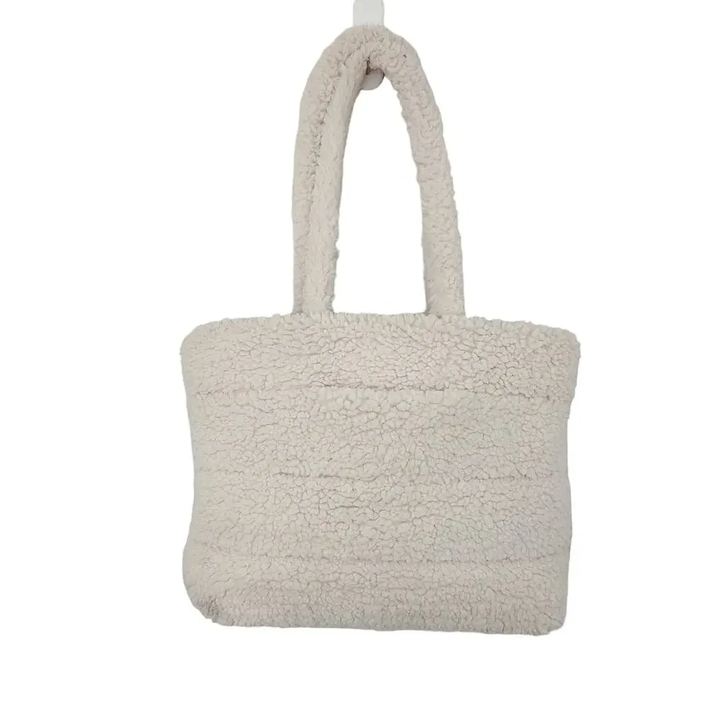 Universal Thread Women's Cream Plush Sherpa Large Tote